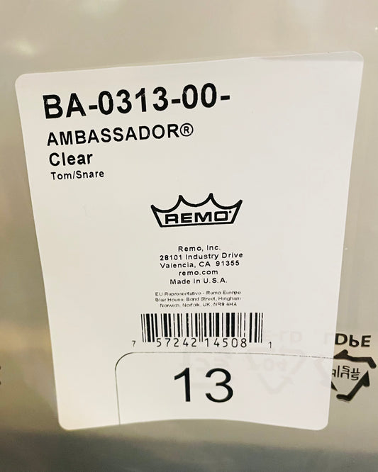 13" Remo Ambassador Clear