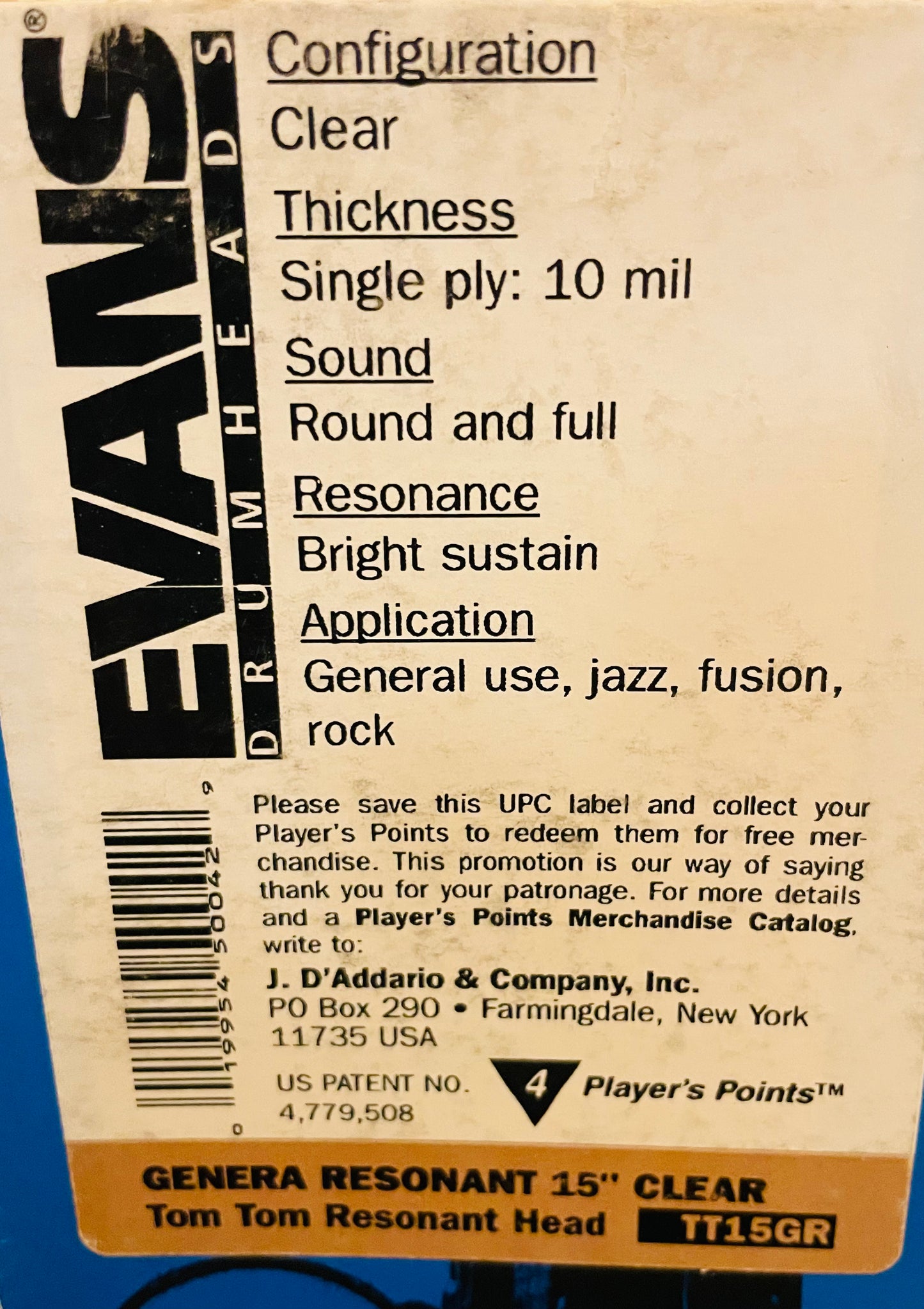 15" Evans Genera Resonant Clear