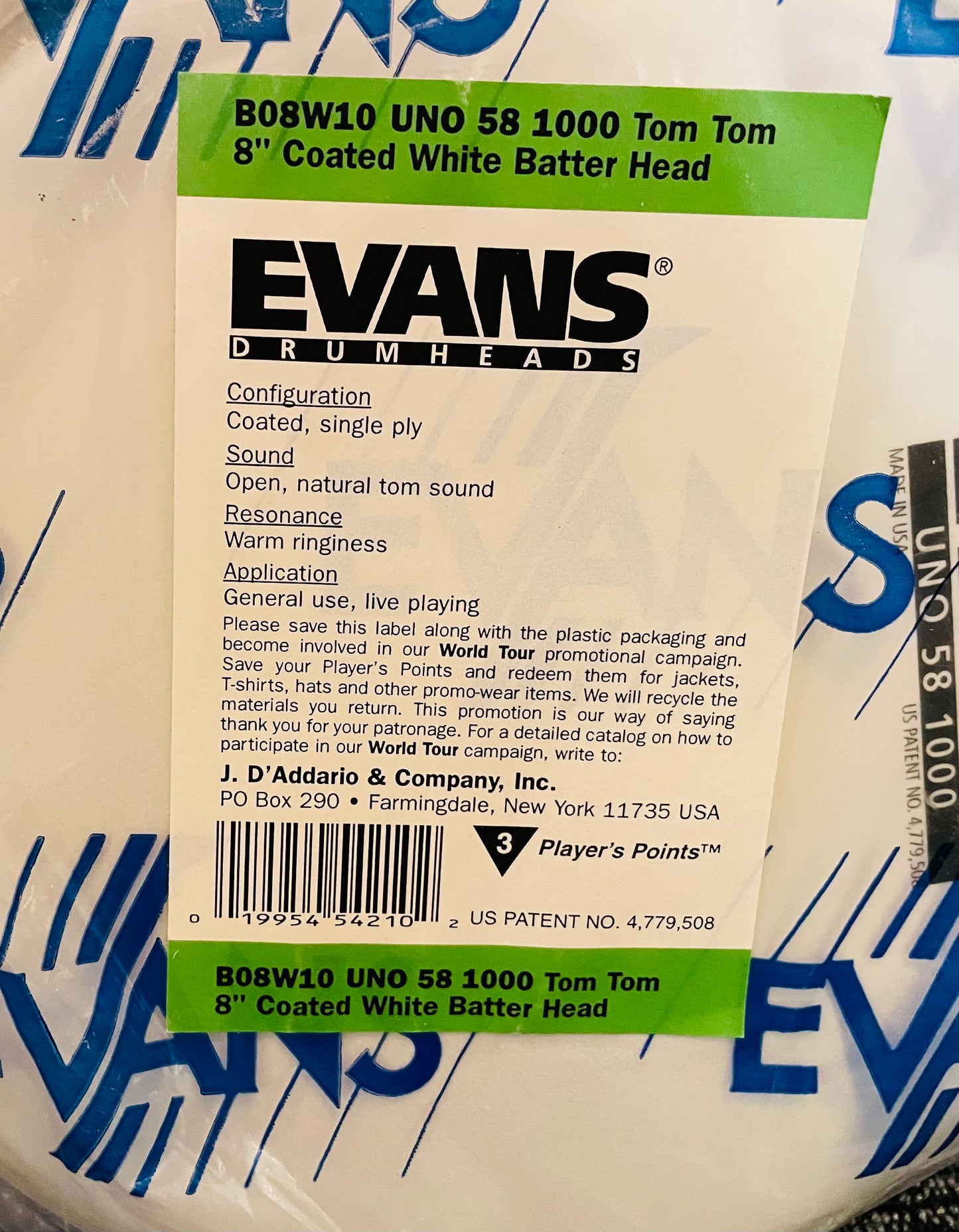 8" Evans Uno 58 1000 Coated