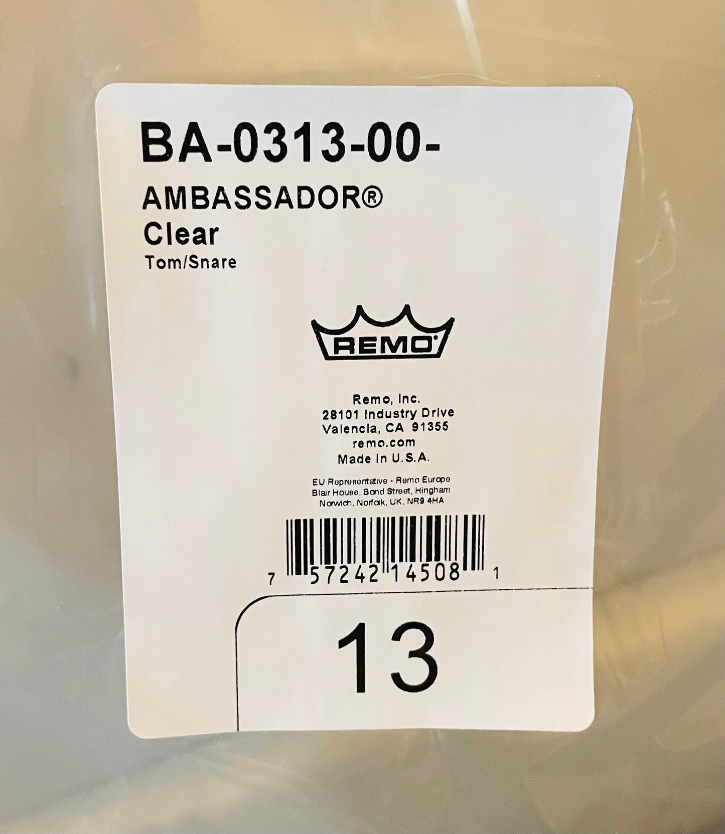 13" Remo Ambassador Clear
