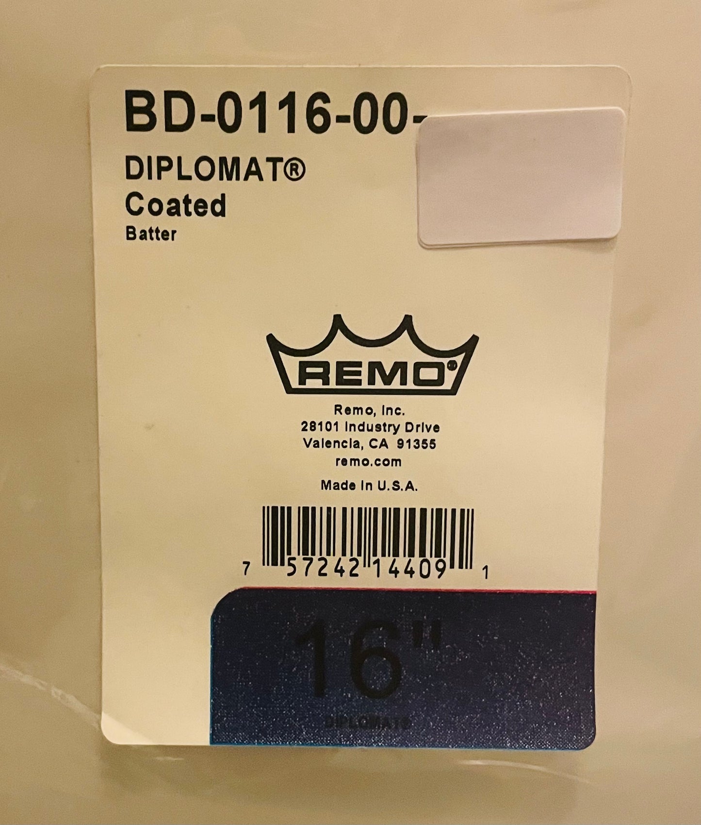 16" Remo Diplomat Coated