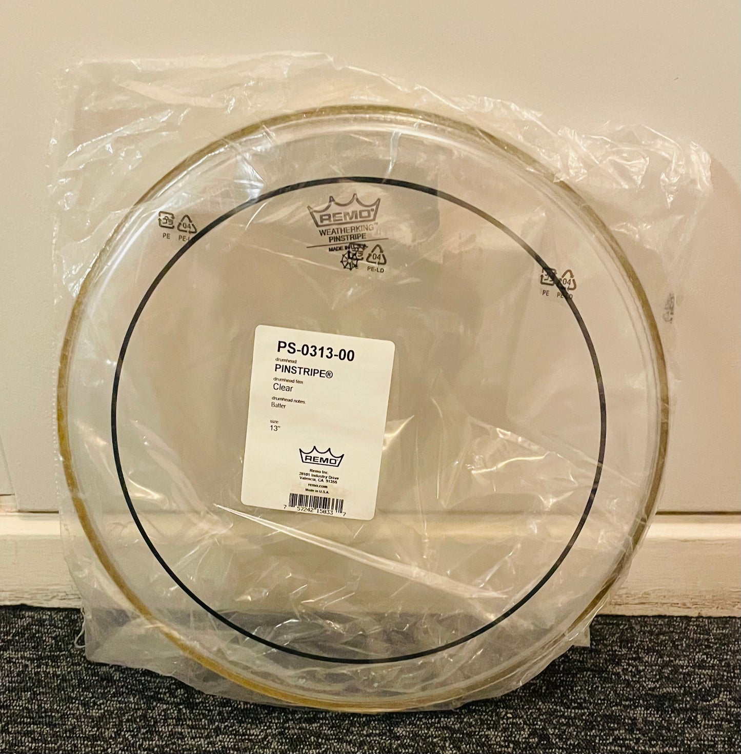 13" Remo Pinstripe Clear