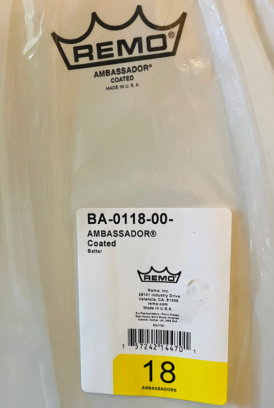 18" Remo Ambassador Coated (gulvtam)
