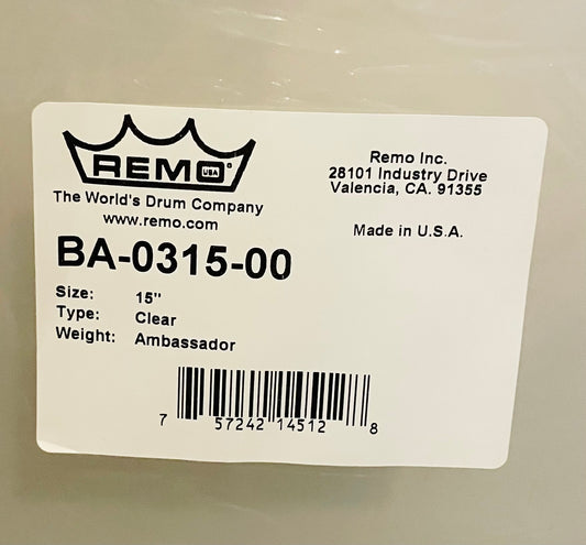 15" Remo Ambassador Clear