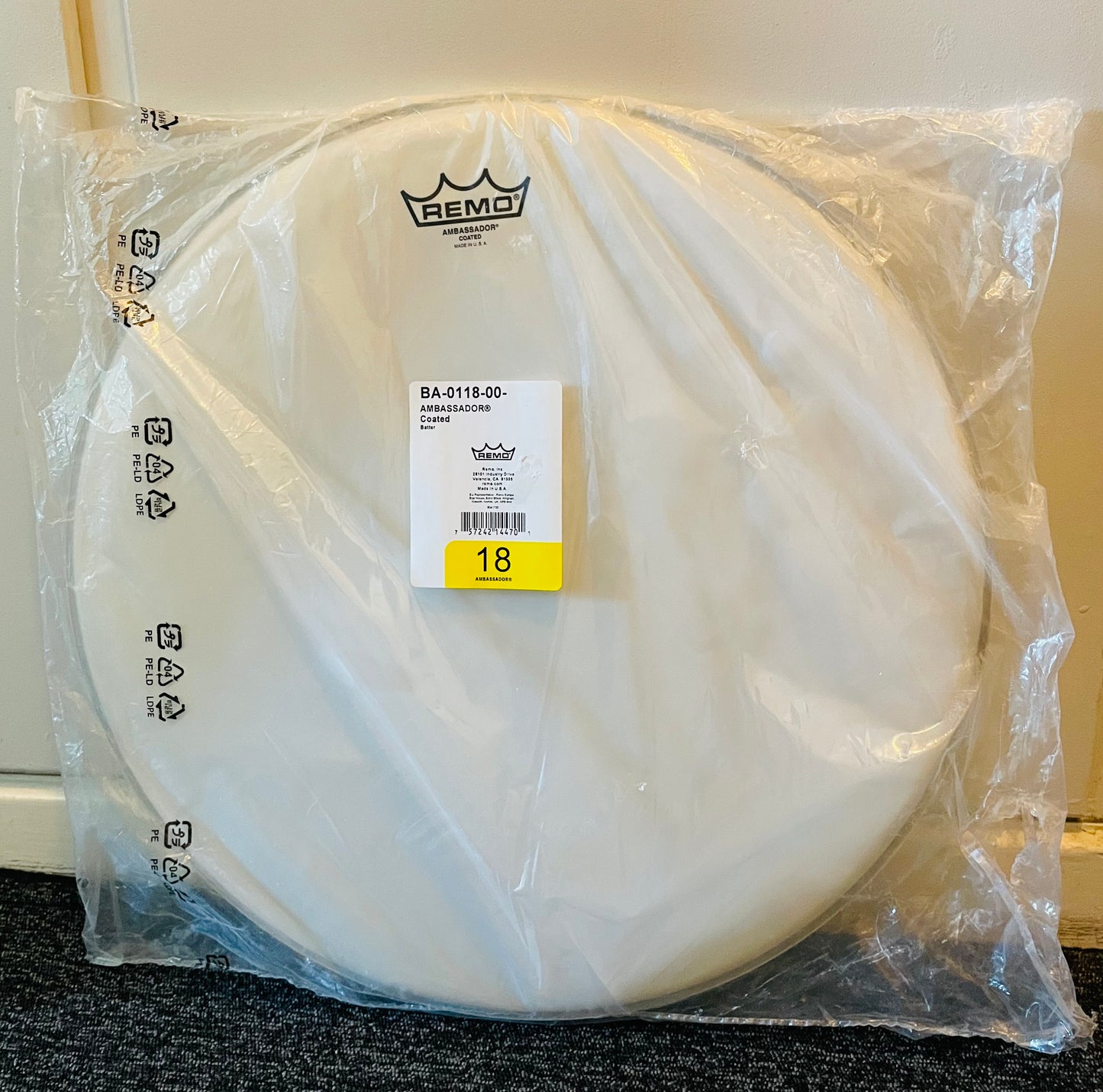 18" Remo Ambassador Coated (gulvtam)