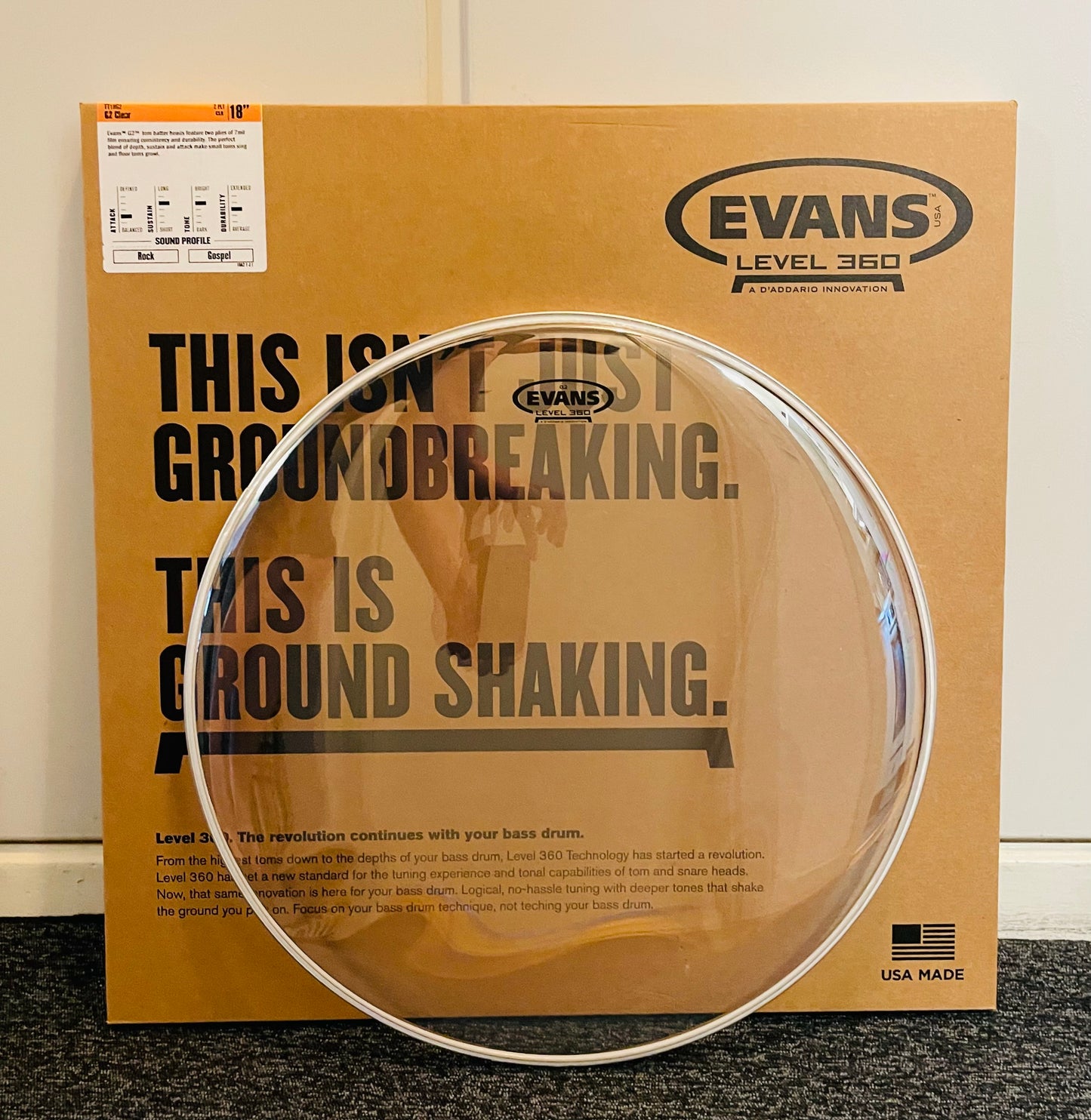 18" Evans G2 Clear