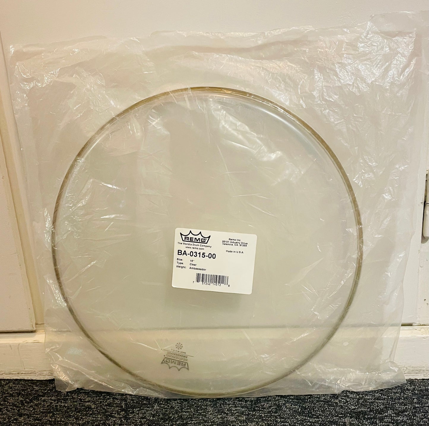 15" Remo Ambassador Clear