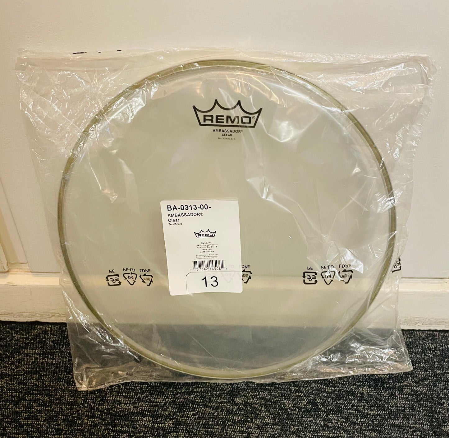 13" Remo Ambassador Clear