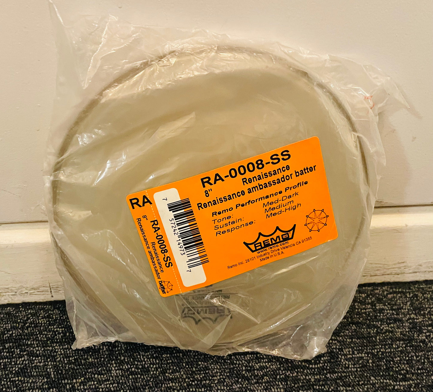 8" Remo Ambassador Renaissance Clear
