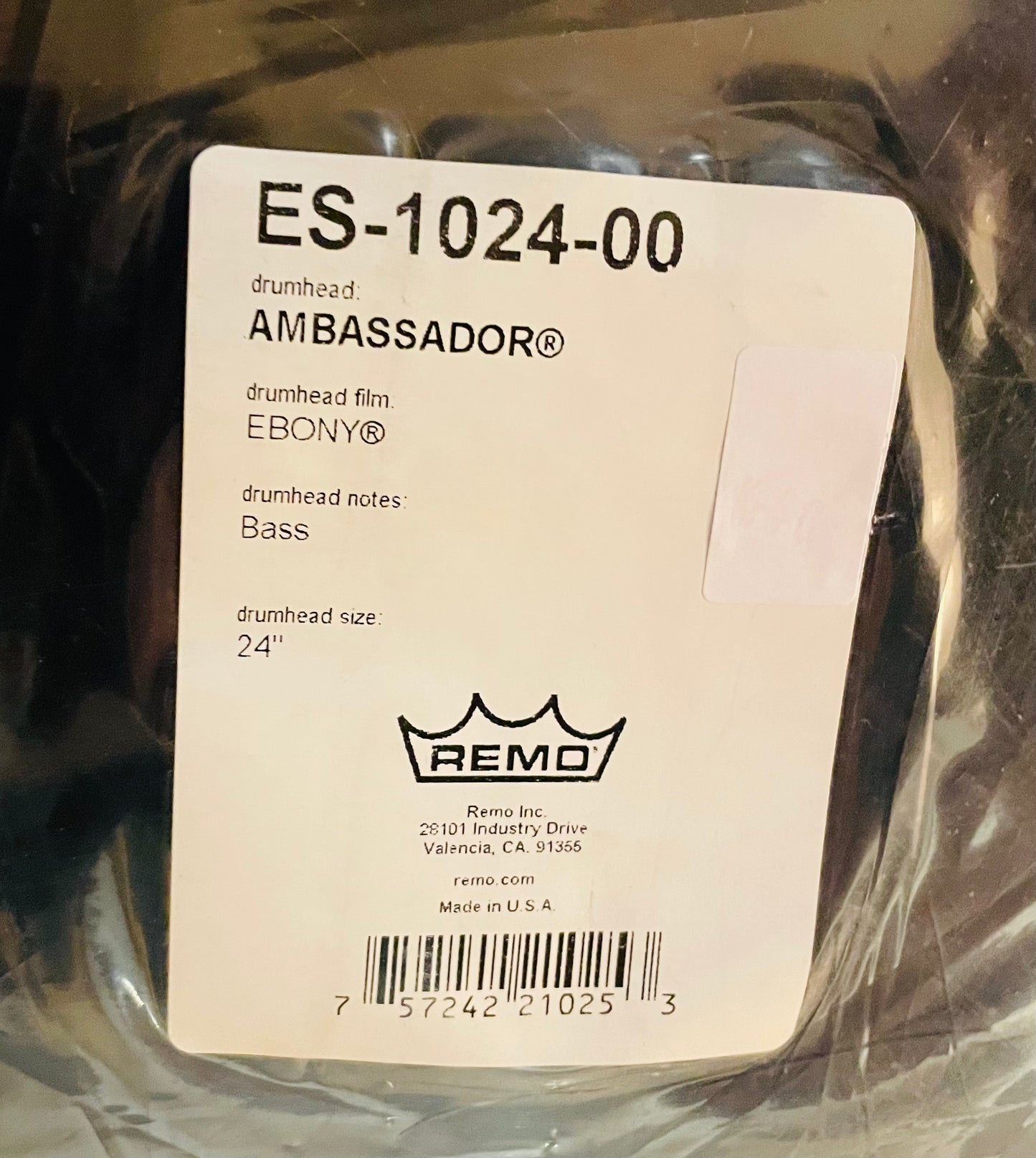 24" Remo Ambassador Ebony