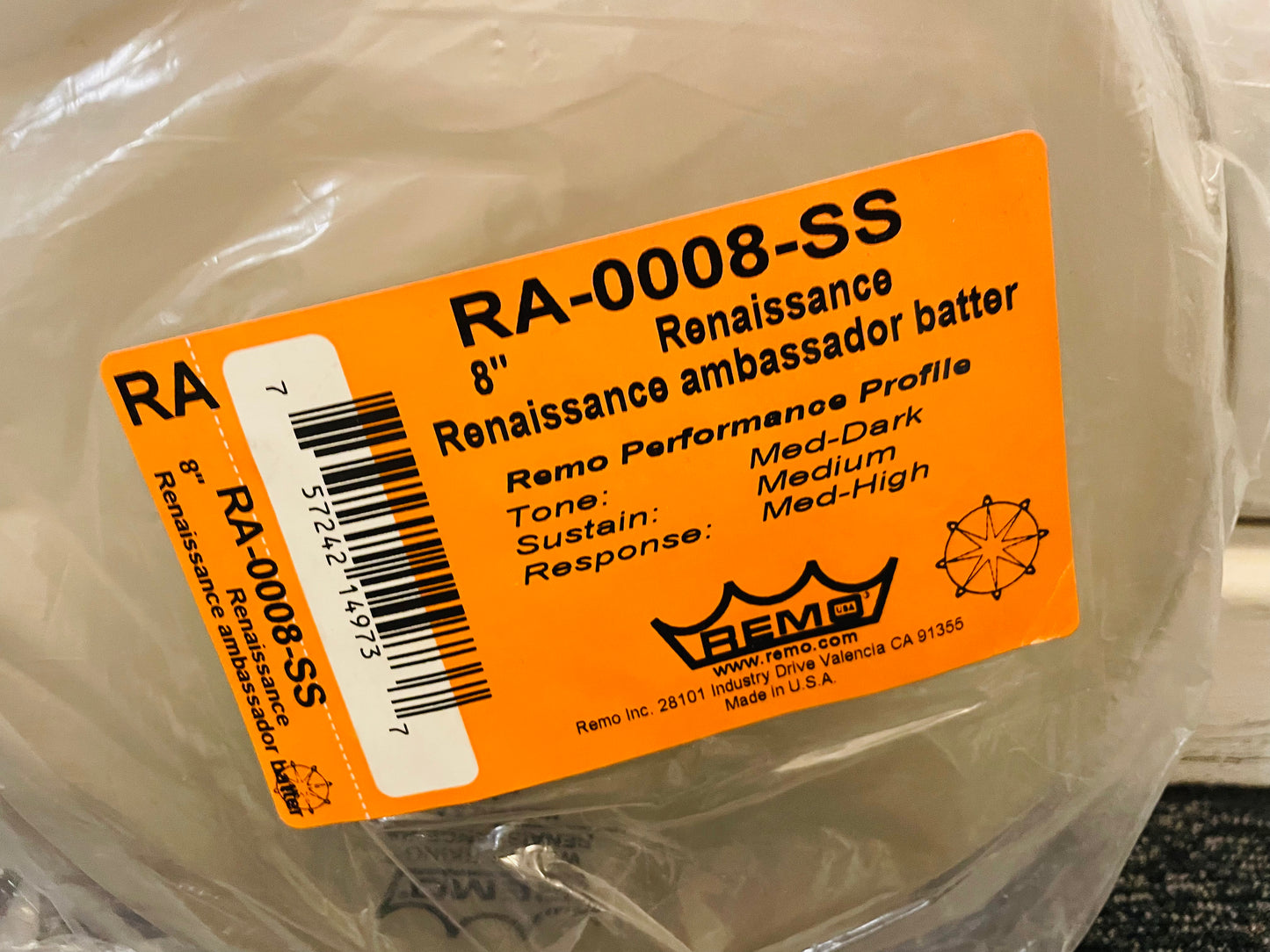 8" Remo Ambassador Renaissance Clear